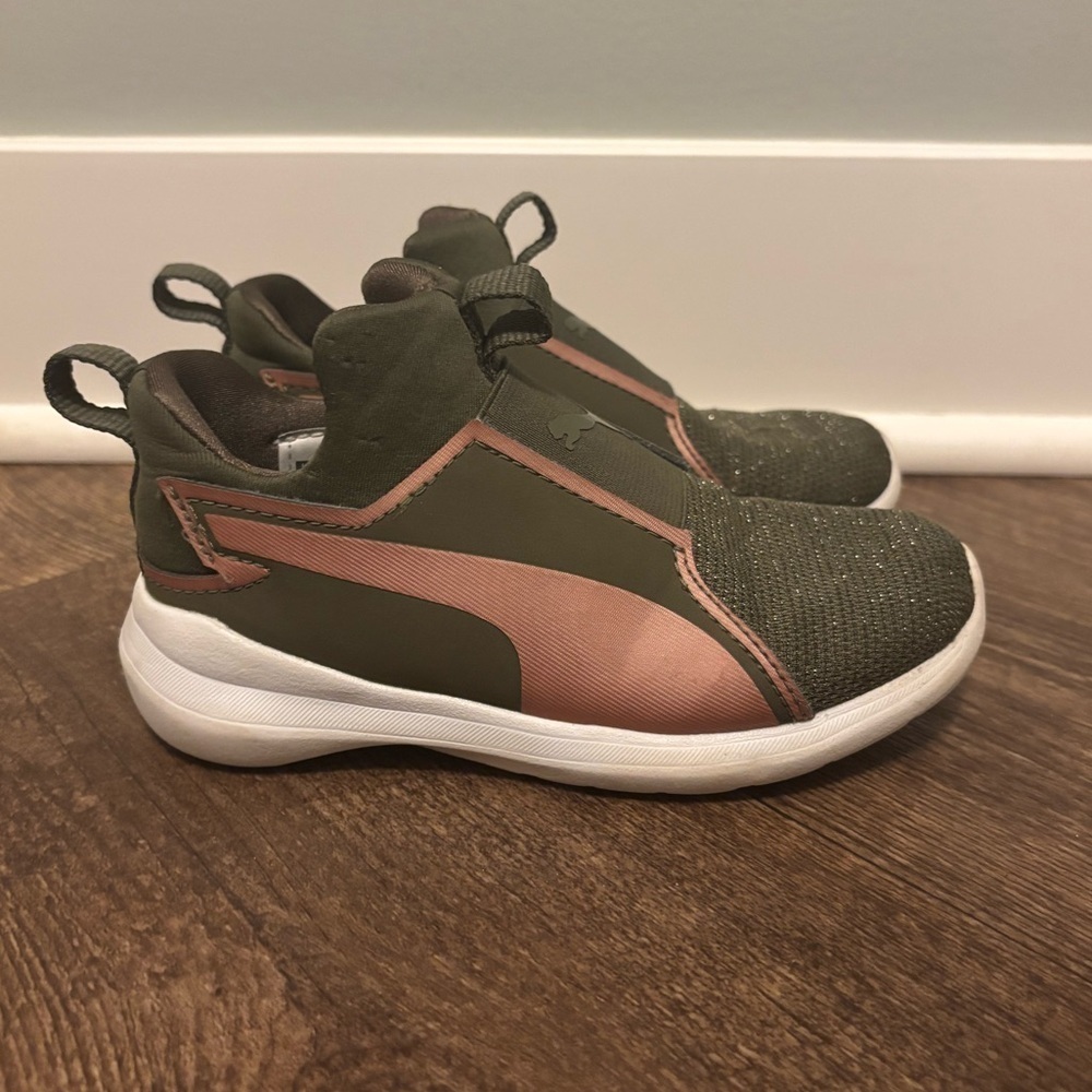 PUMA Rebel Mid Gleam Jr Olive Night Rose Gold 11C - Picture 3 of 6
